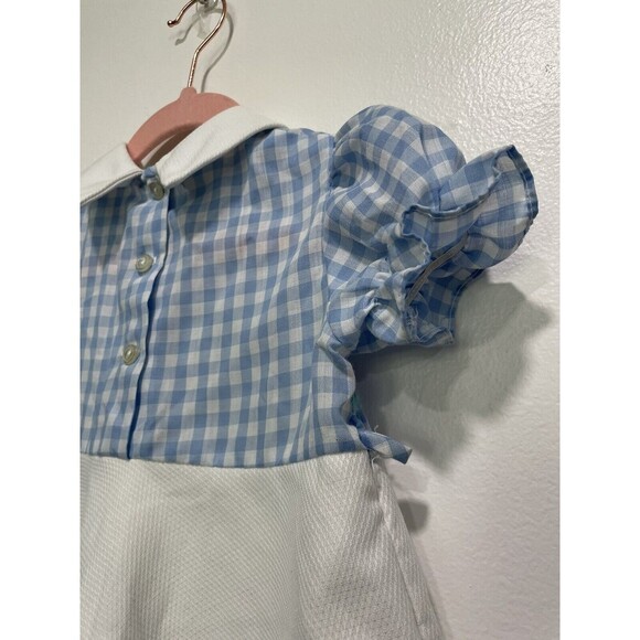 Vintage Toddler Time Smocked Ruffle Gingham Danity Prairie Embroidered Dress - Picture 8 of 9